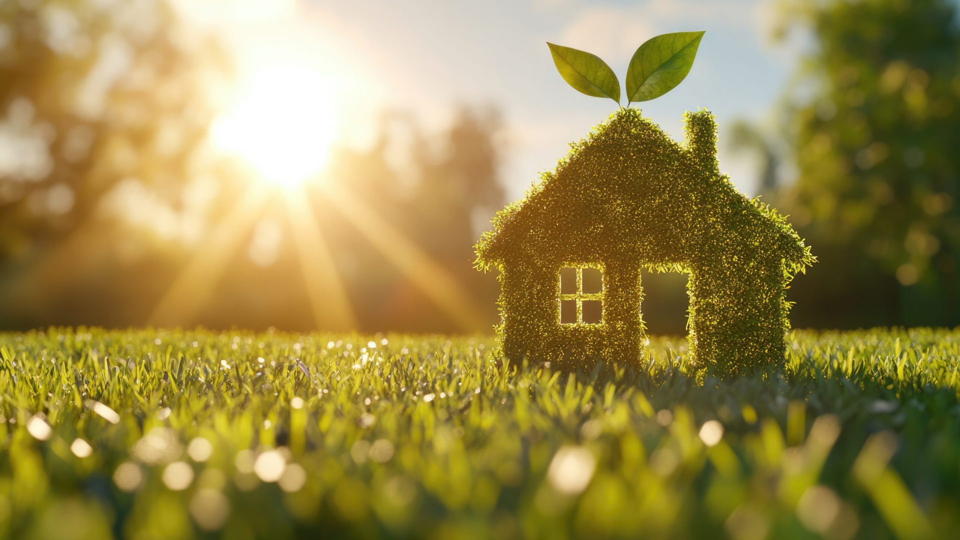 Green home and eco friendly construction concept with house icon.